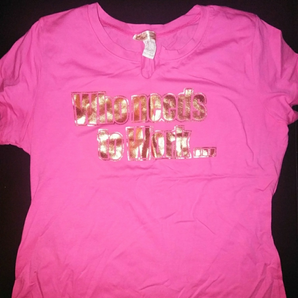 Pink w/gold metallic writing shirt